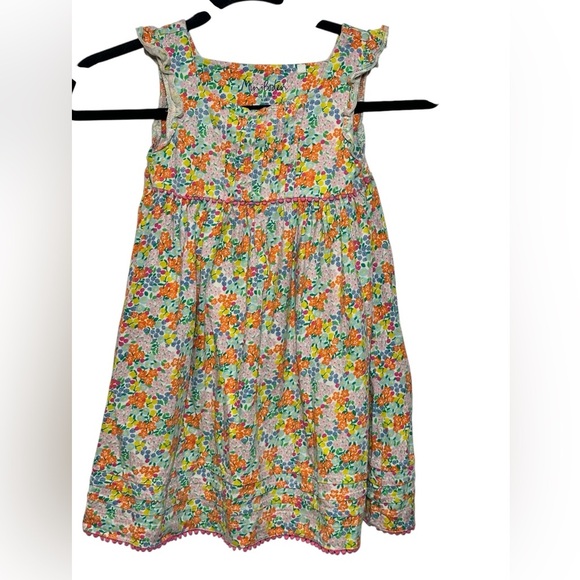 Mini Boden Jersey Floral Dress Frill Sleeve Tropical Beach Resortwear Size‎ 5-6Y - Picture 1 of 4